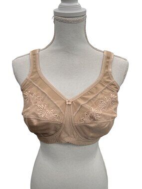 ABC Lace Wireless Bra Womens 40D Beige Full Coverage Comfort Support Used